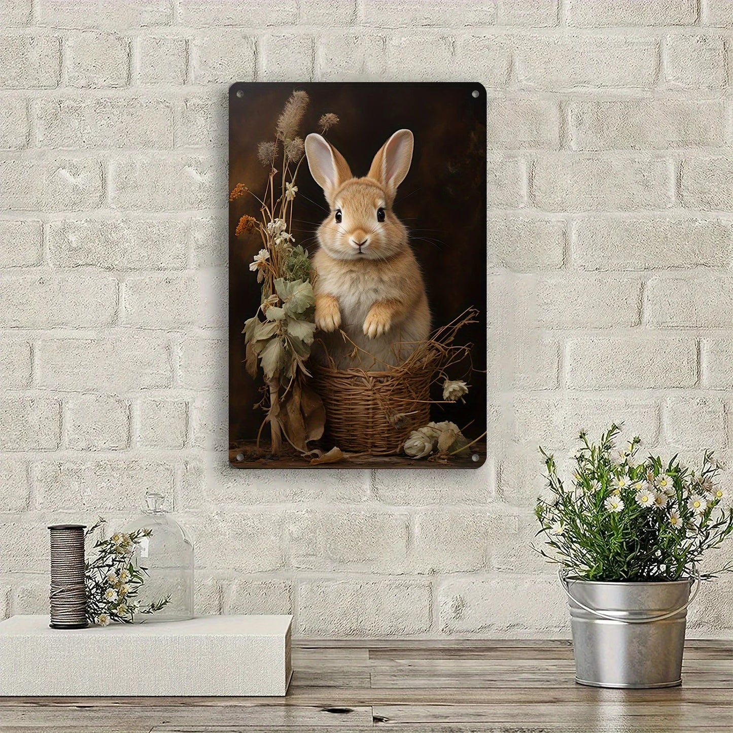 Vintage Bunny Metal Wall Art