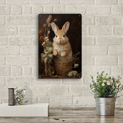 Vintage Bunny Metal Wall Art