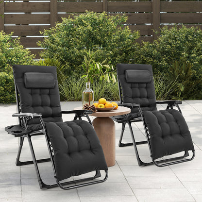 Zero Gravity Portable Recliner with Cup Holder Trays and Adjustable Pillow