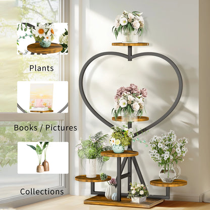 5 Tier Metal Plant Stand Heart-shape Flower Display Rack