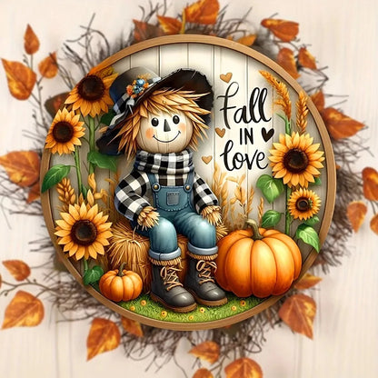 Charming Scarecrow & Fall Harvest 7.9"X7.9" Sign