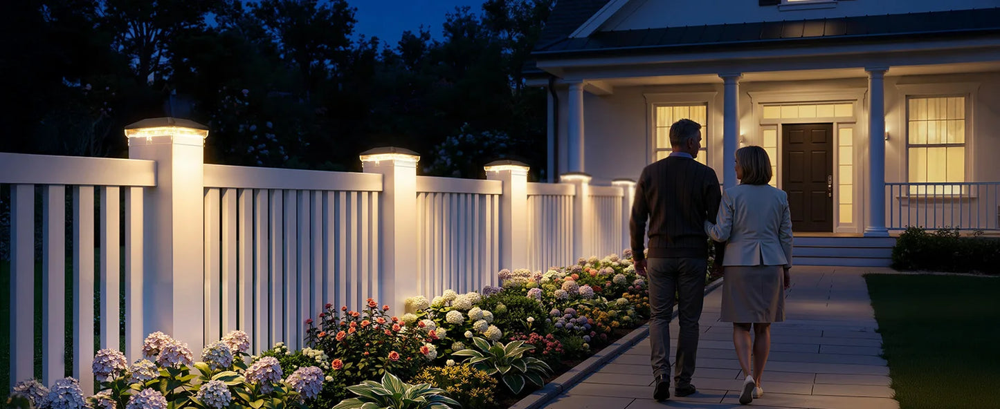 6/12 Pack Solar Post Cap Lights with 3 Modes
