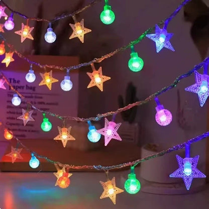 Outdoor Solar Star Crystal Globe String Lights