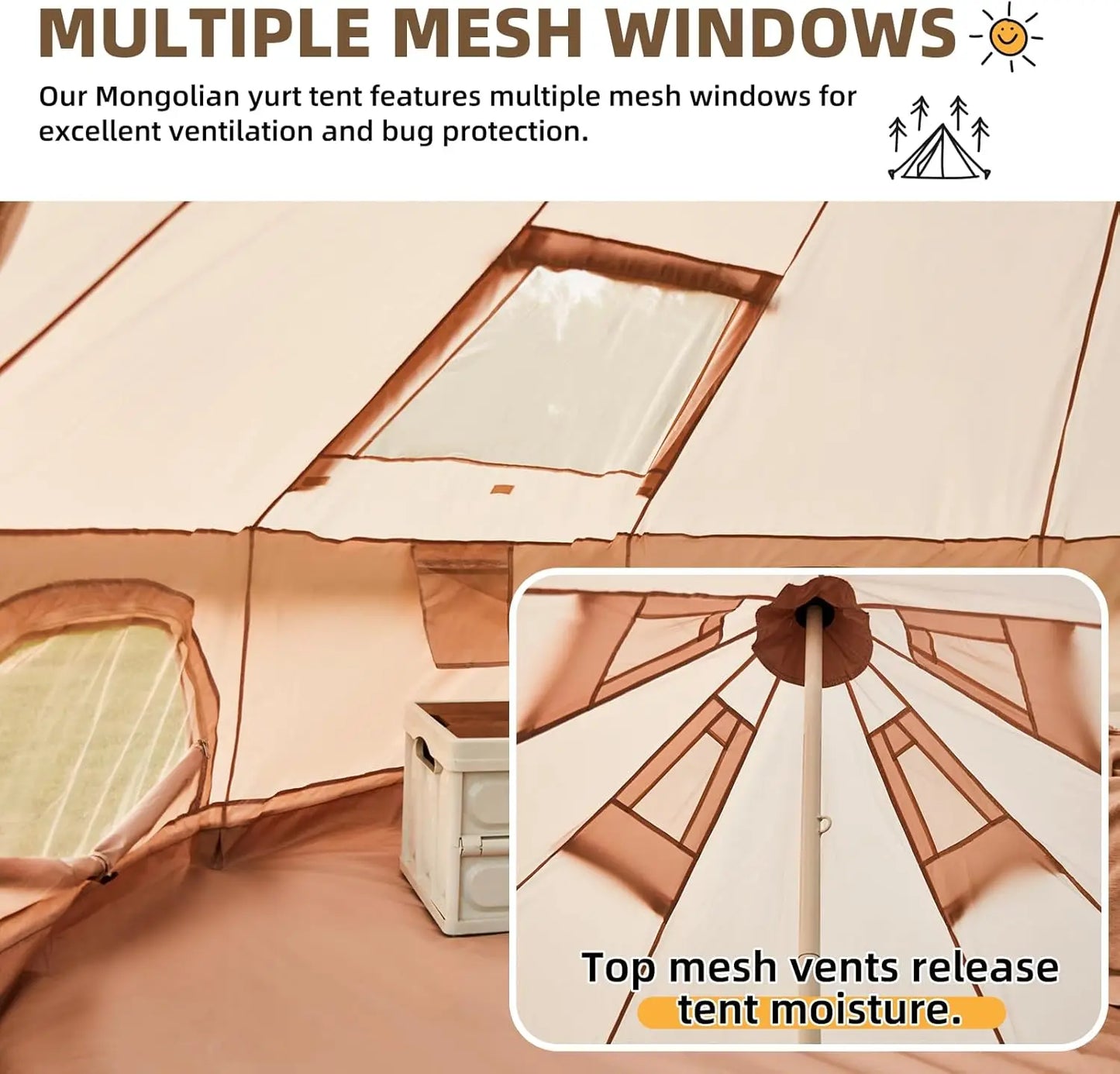 4 Season Waterproof Glamping Tents with Stove Jack