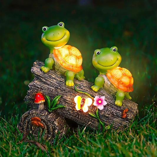Resin Solar Turtle Garden Figurines