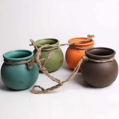 Creative Hanging Flower Pot with Jute Rope for Indoor Outdoor