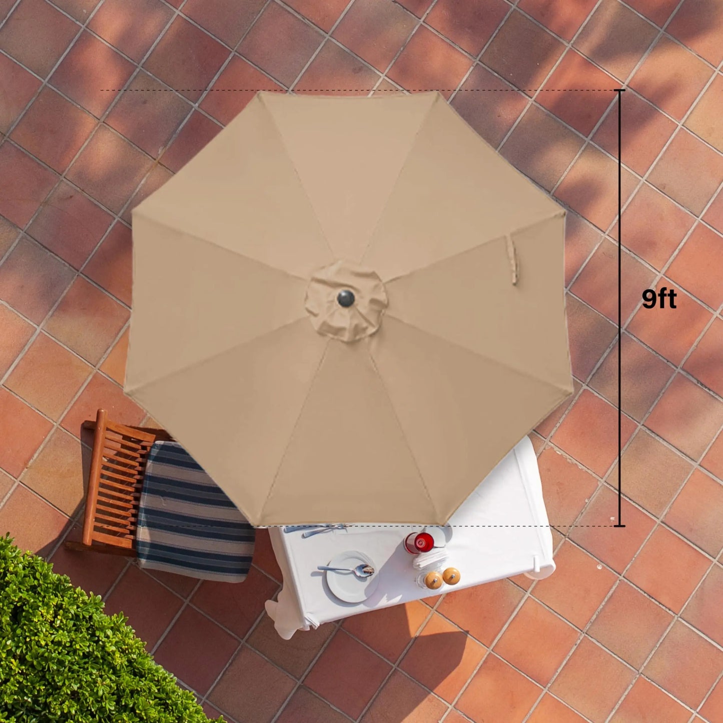9' Outdoor Patio Umbrella, Push Button Tilt and Crank for Garden
