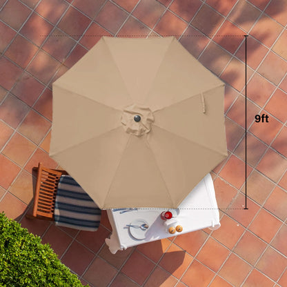 9' Outdoor Patio Umbrella, Push Button Tilt and Crank for Garden