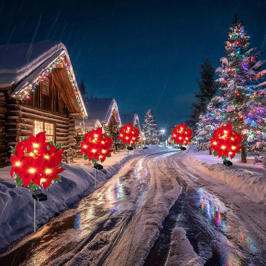 4 pieces of solar Christmas flowers