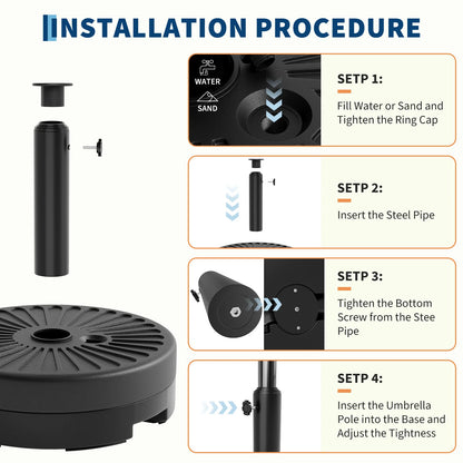 Heavy-Duty Water-Filled Patio Umbrella Base Stand