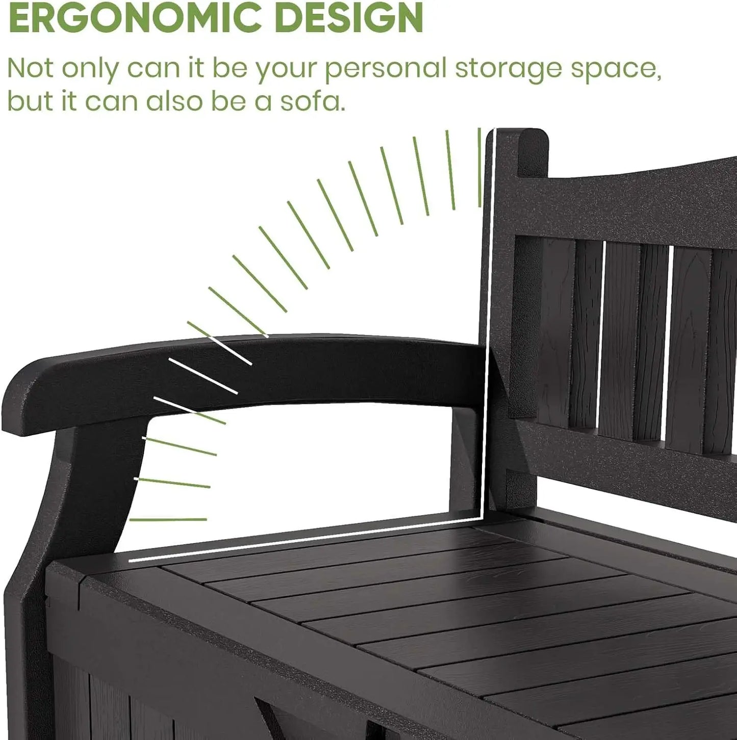 Water-Resistant 70 Gallon Plastic Deck Box Storage Bench