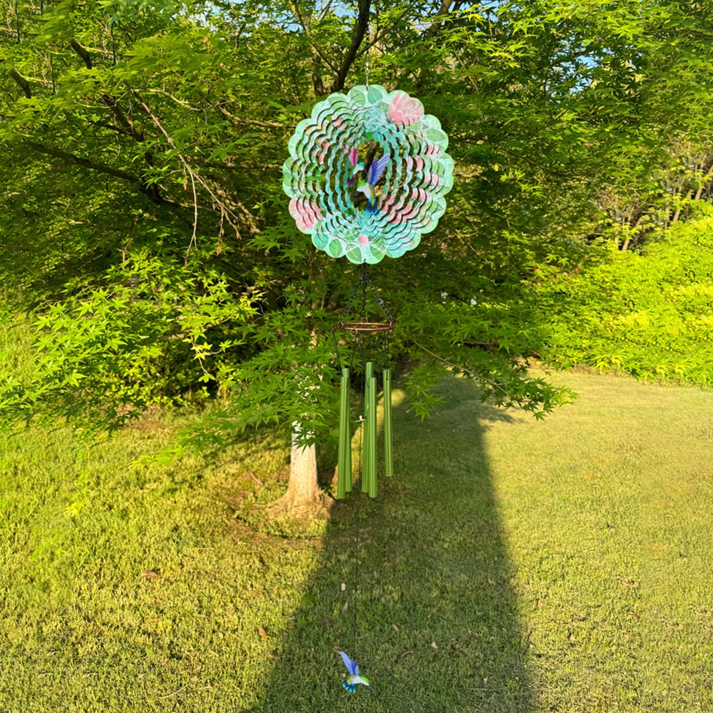 Colorful Hummingbird and Flower 3D Wind Spinner