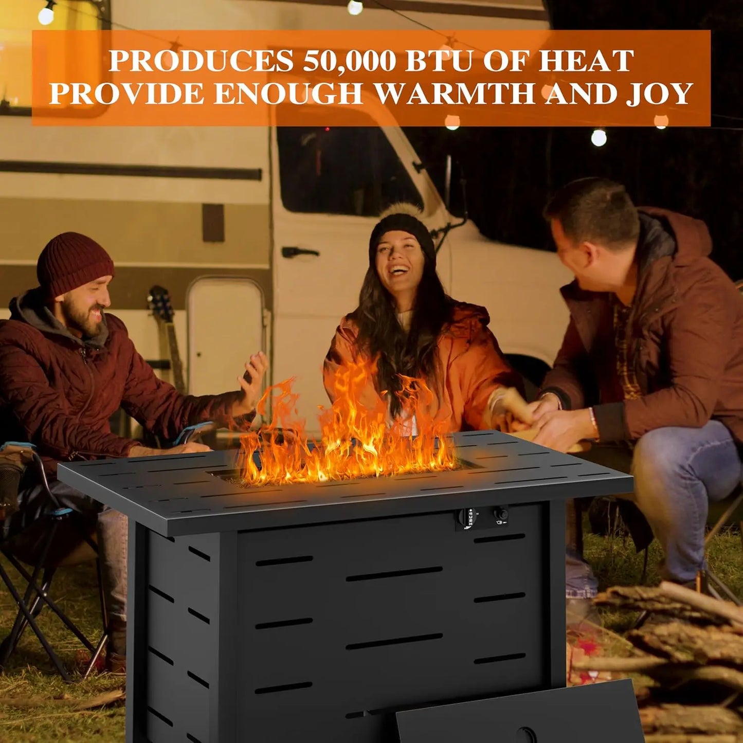 43 inch Outdoor Propane Fire Pit Table with Lid, and Waterproof Cover