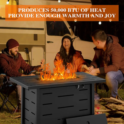43 inch Outdoor Propane Fire Pit Table with Lid, and Waterproof Cover