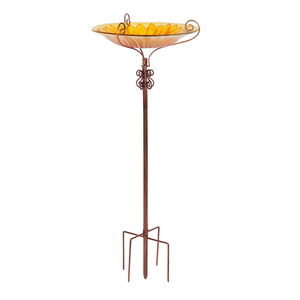 Outdoor Birdbath Birdfeeder with Metal Stake