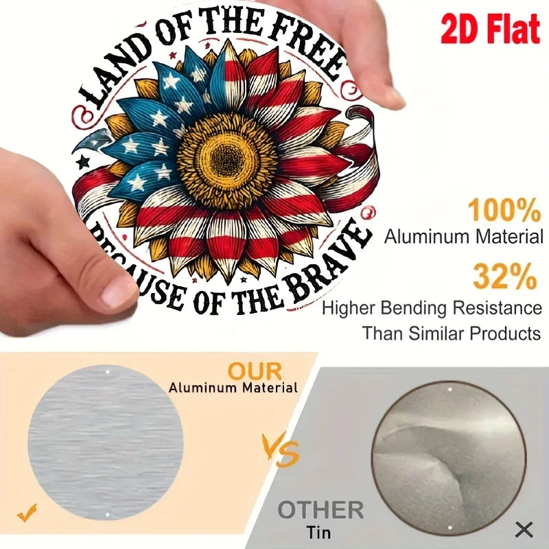 American Flag 8x8 Inch Metal Sign
