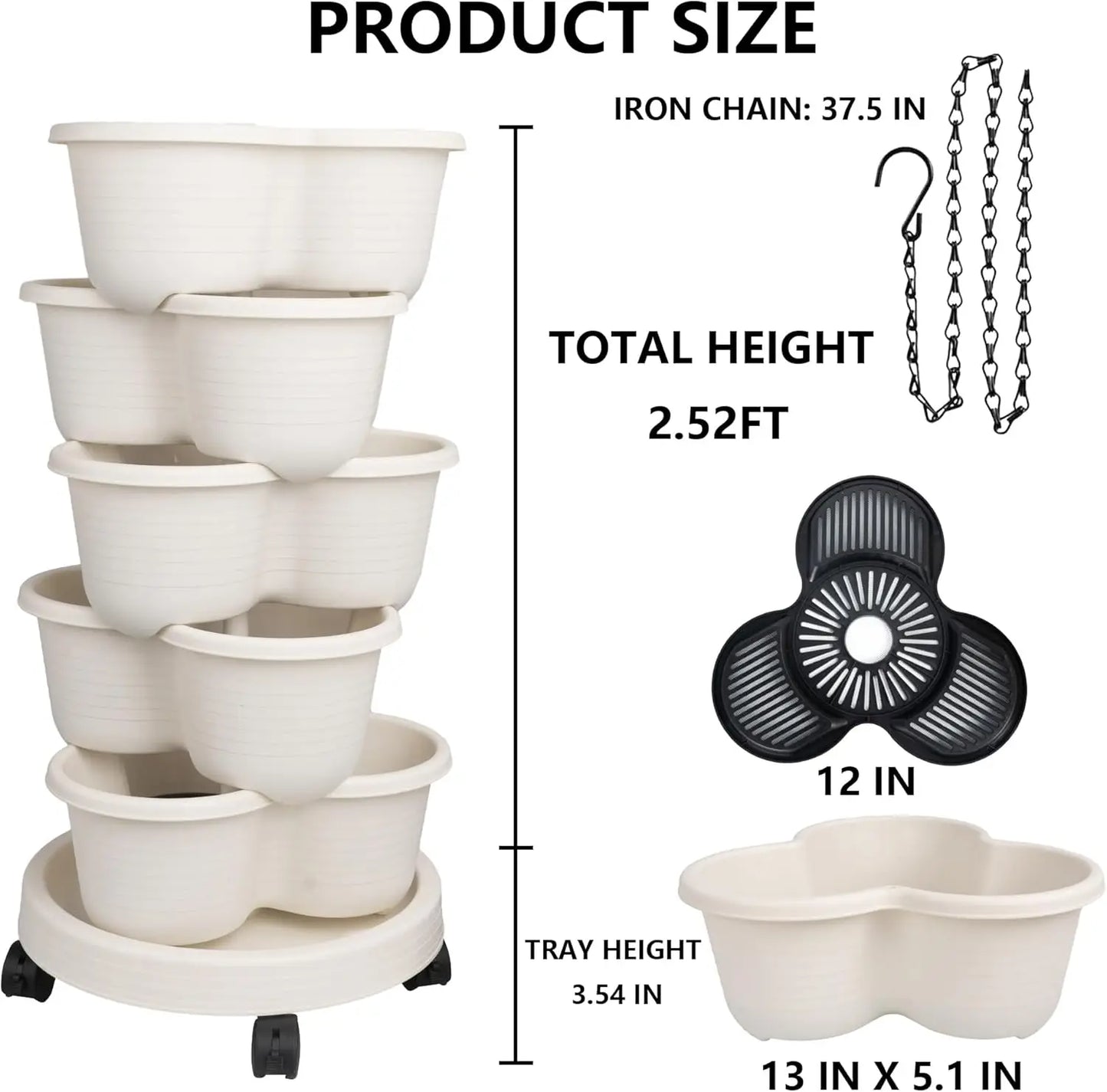 2 Pack Stackable 5-Tier Vertical Garden Planter