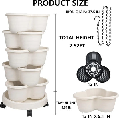 2 Pack Stackable 5-Tier Vertical Garden Planter