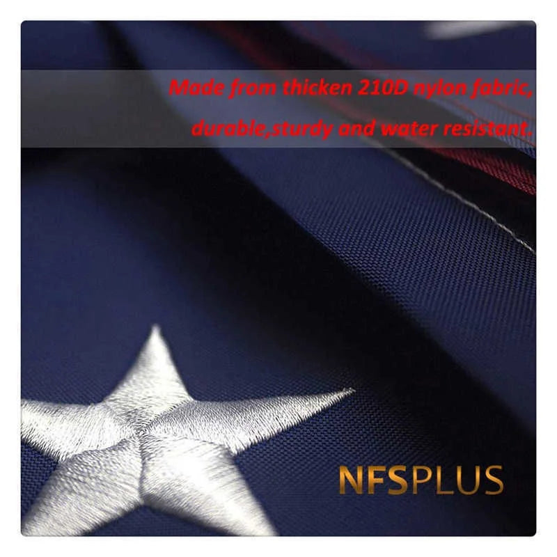 Embroidered American Flag Durable Waterproof Oxford Fabric Brass Grommet For Indoor And Outdoor
