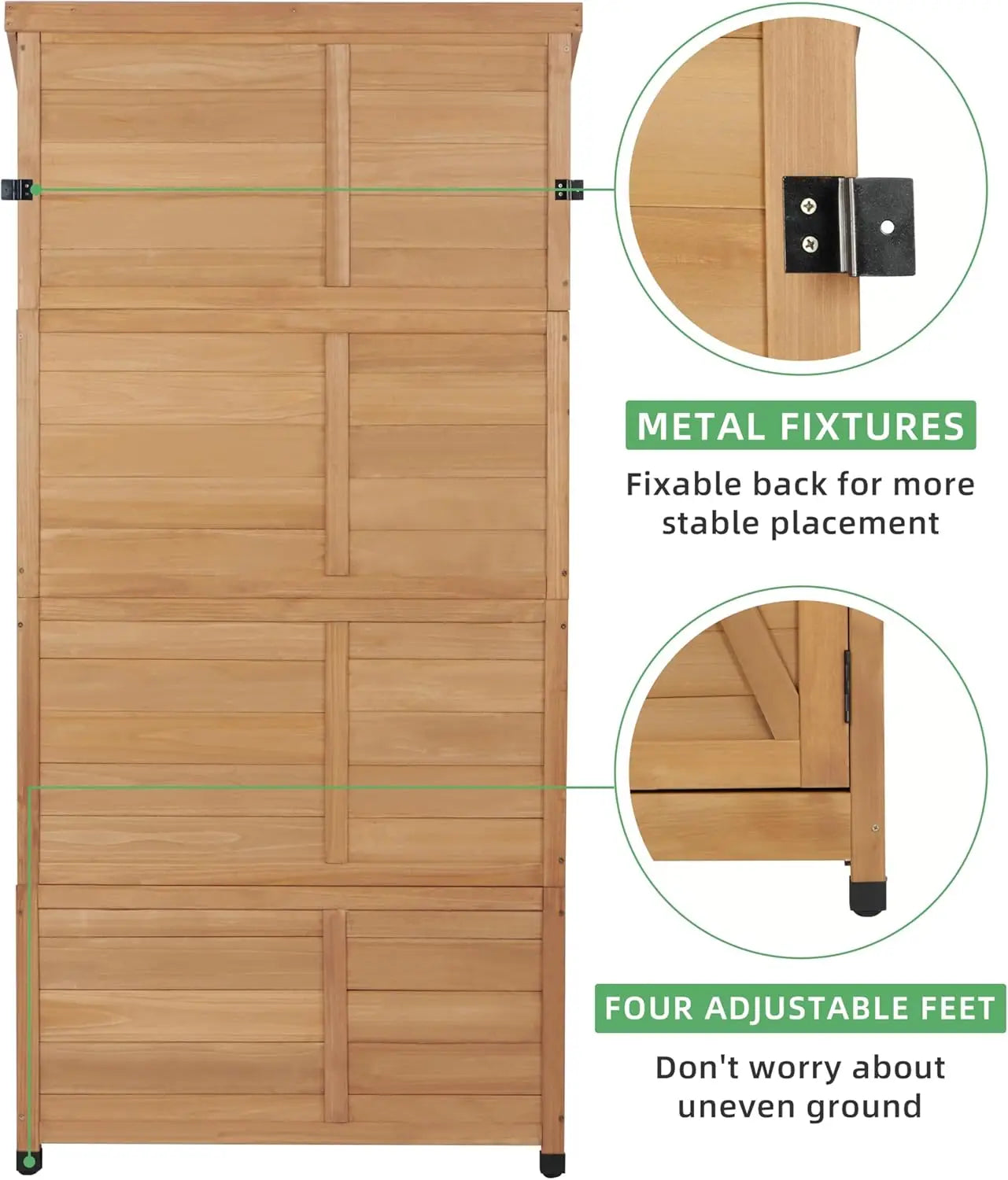 68''x33''x20'' Outdoor Wooden Storage Shed with Metal Top