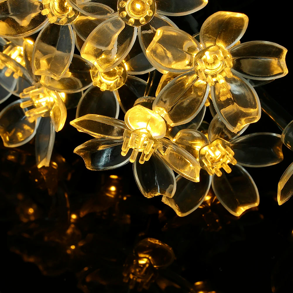 50LED Solar Power Cherry Blossom Fairy String Lights