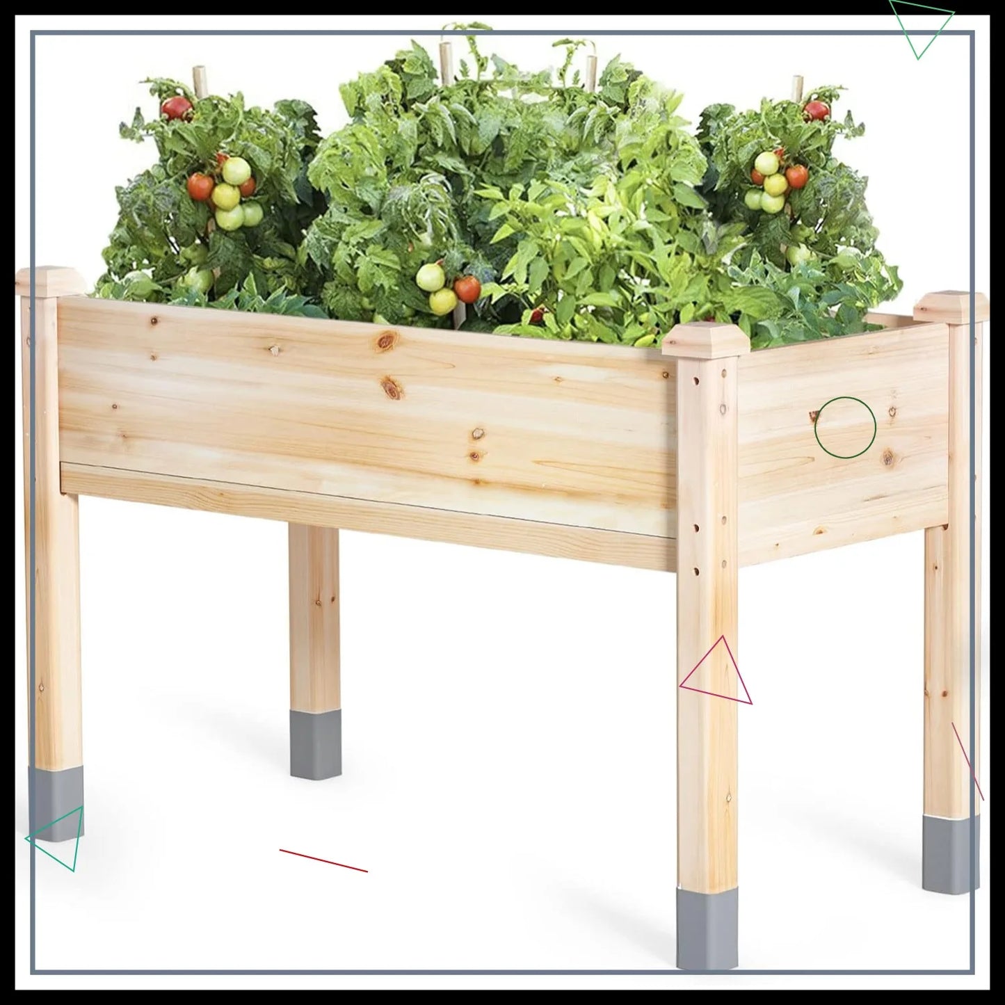 Elevated Wooden Garden Bed with Legs, 48"L x 24"W