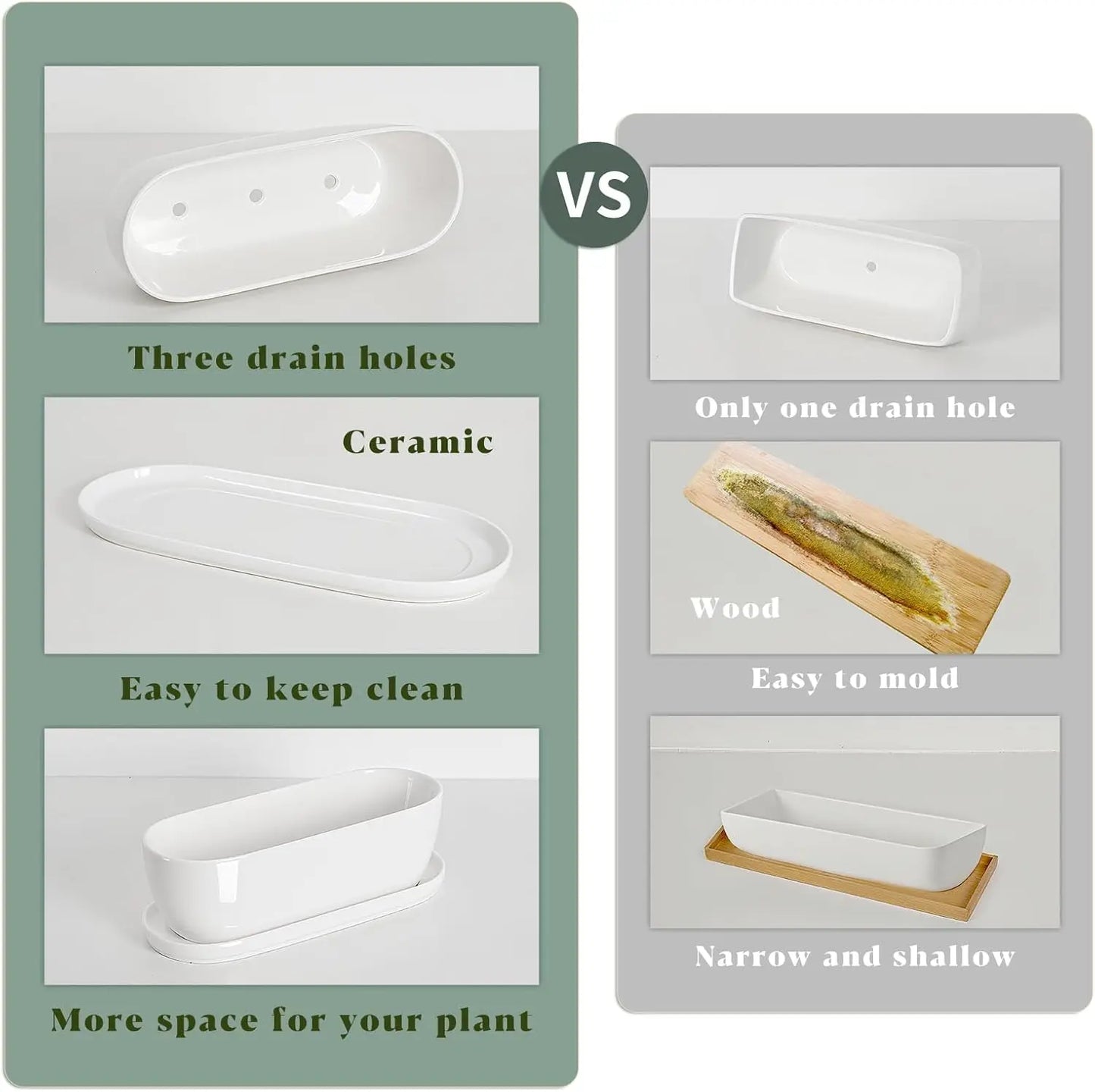 Ceramic Plant Pots Set of 2, 11+14 Inch with Drainage Holes and Saucers