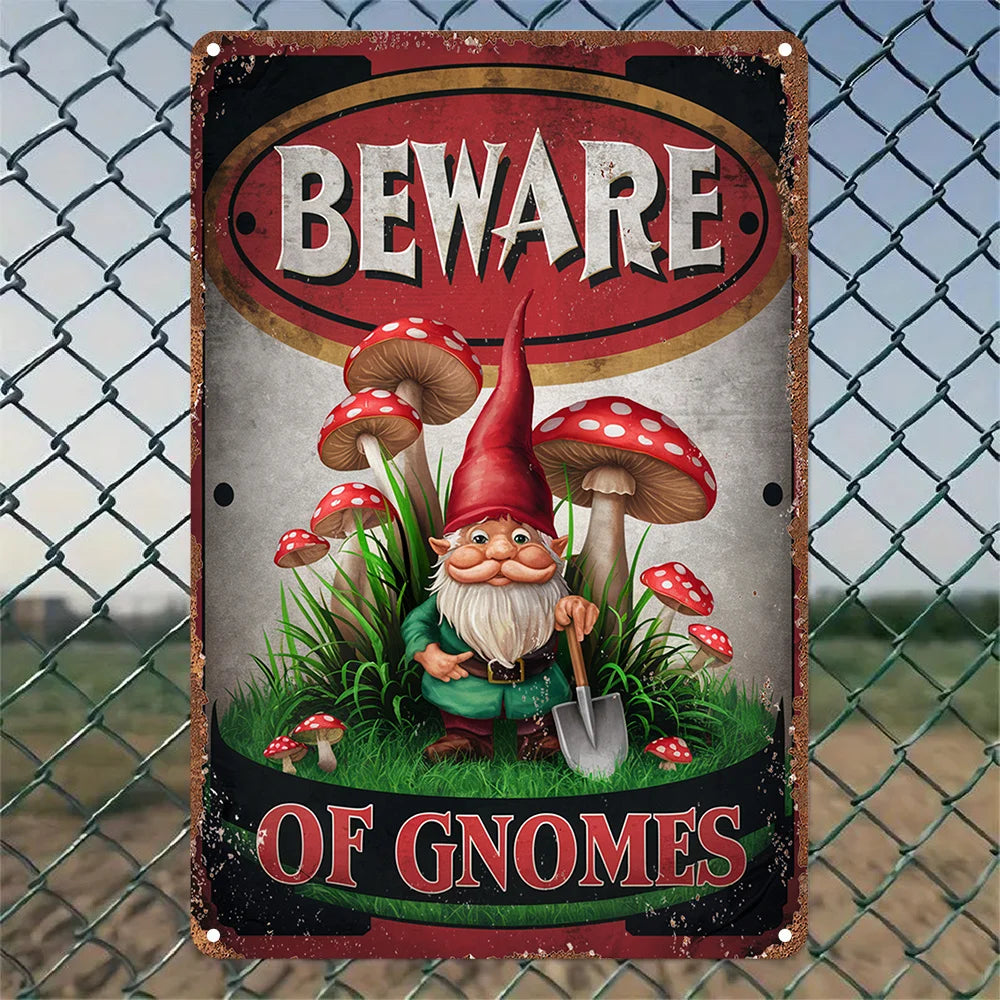 Vintage Gnome Metal Sign
