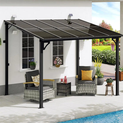 Wall Mounted Gazebo with Sloped Roof, Outdoor Patio Gazebo Awning