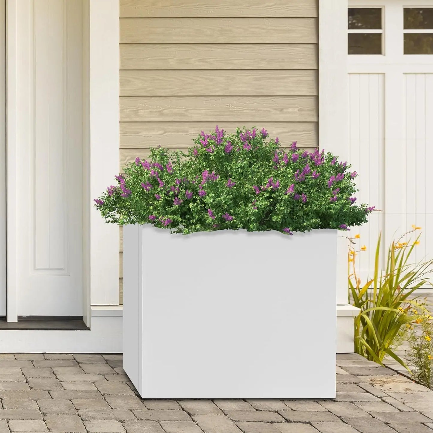 White Steel Square Planter Box