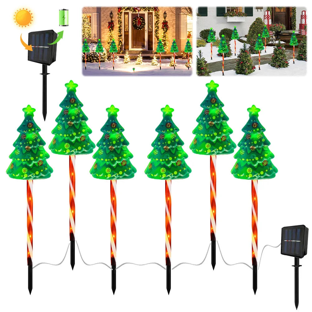 6 Pack LED Solar Powered Xmas Tree Candy Cane Light