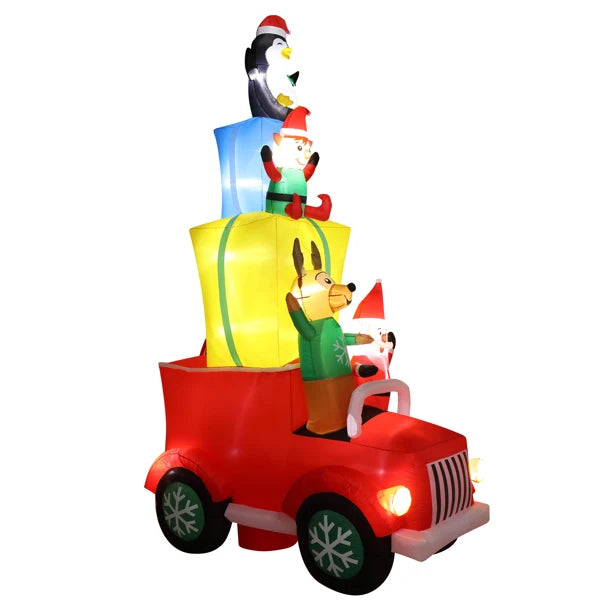 12ft LED Lights Santa Claus Driving With Gifts Inflatable