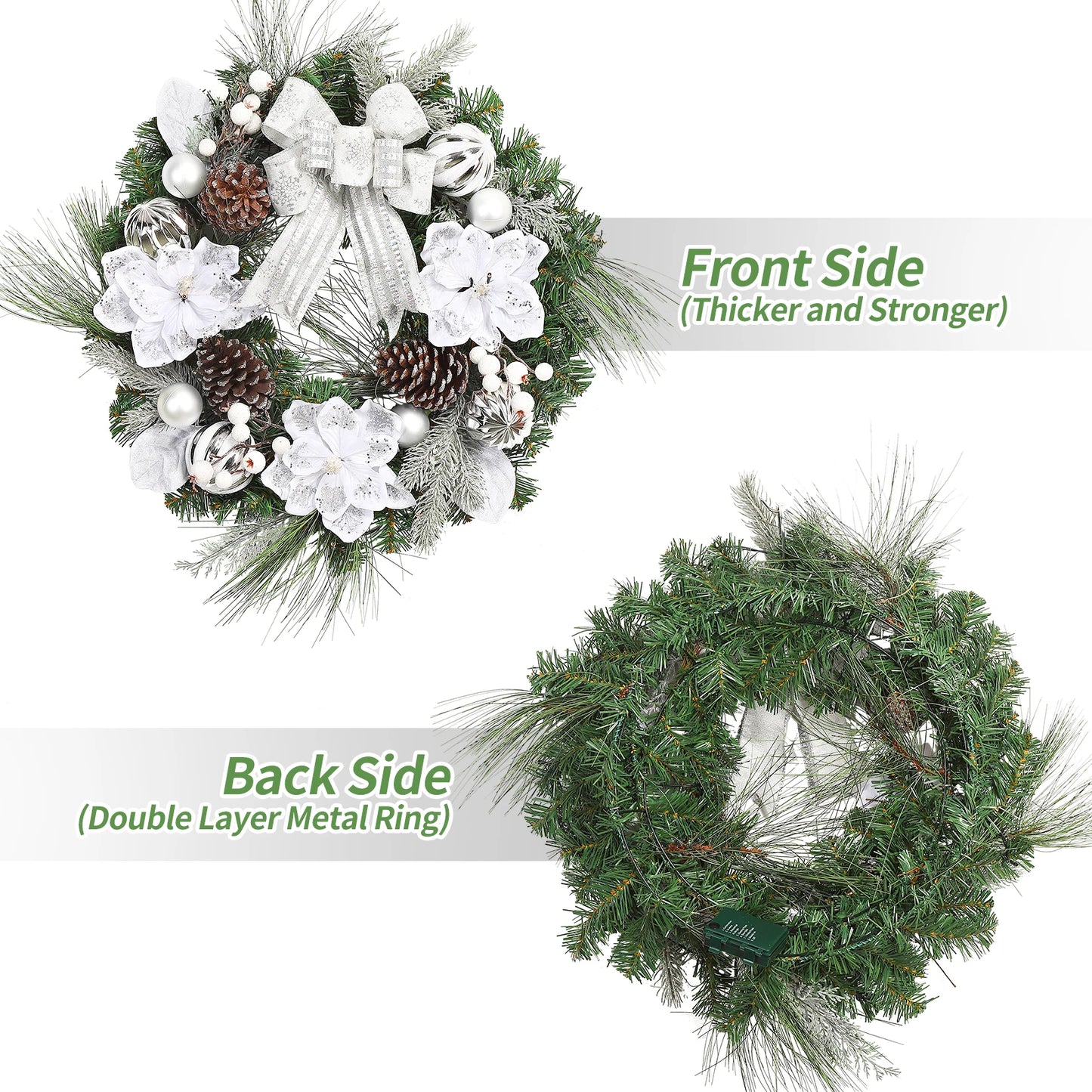 24 Inch Pre-Lit Traditional Wreath