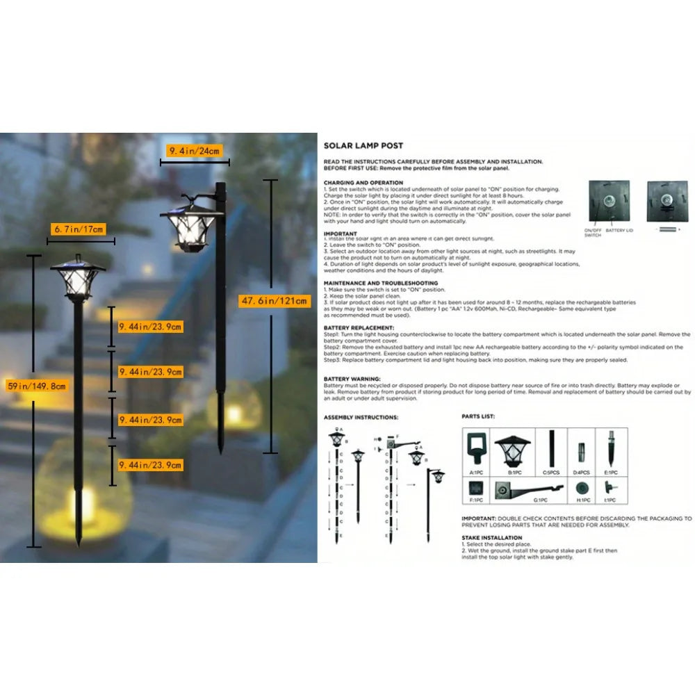 59'' Solar Lamp Post Light