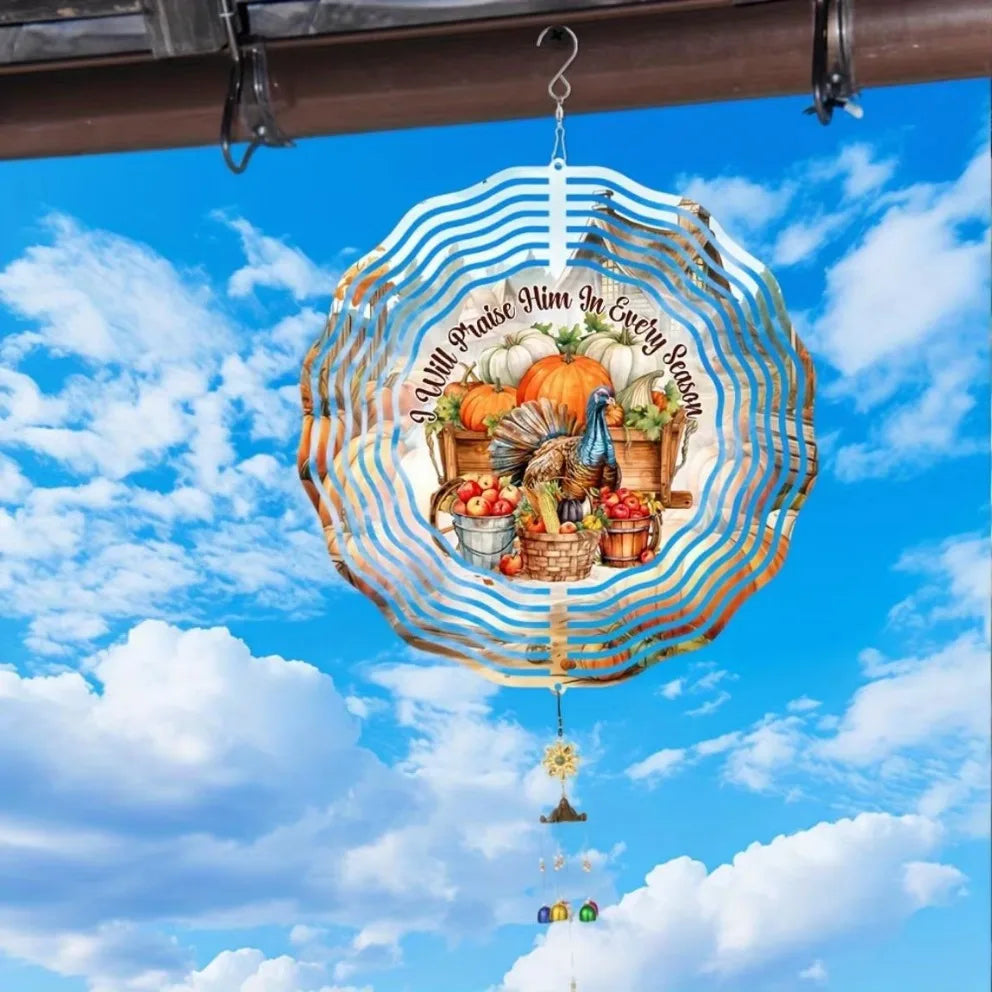2D Fall Thanksgiving Metal Wind Spinner