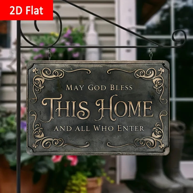 "God Bless This Home" Metal Wall Decoration
