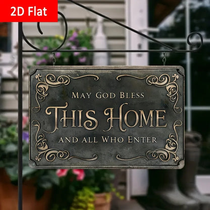 "God Bless This Home" Metal Wall Decoration