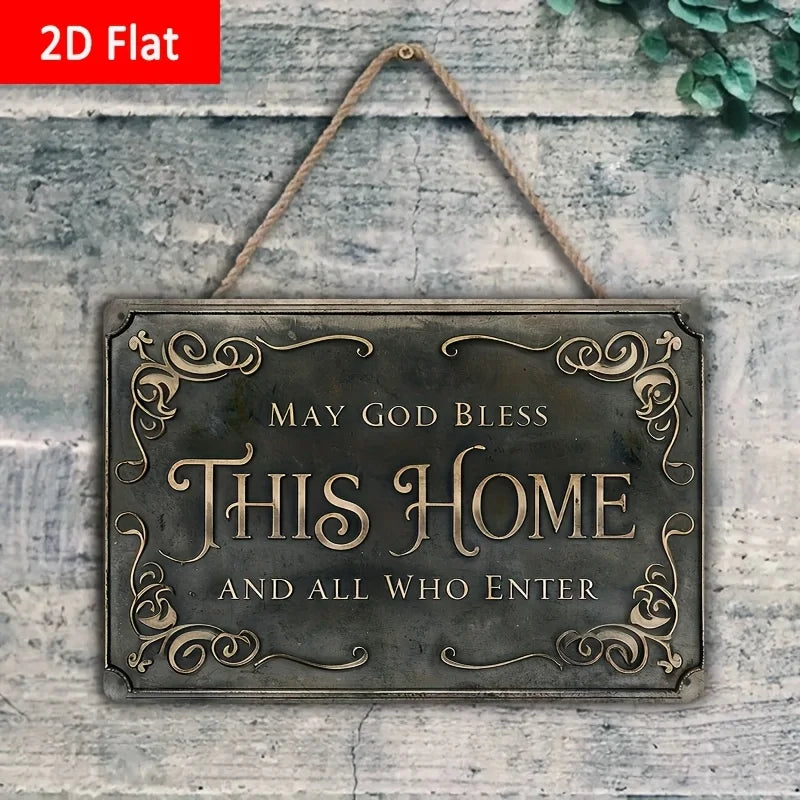 "God Bless This Home" Metal Wall Decoration