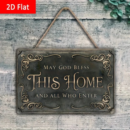 "God Bless This Home" Metal Wall Decoration