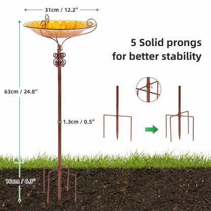 Outdoor Birdbath Birdfeeder with Metal Stake