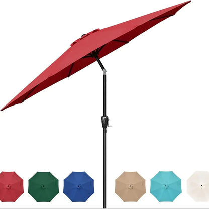 9' Outdoor Patio Umbrella, Push Button Tilt and Crank for Garden
