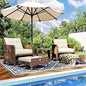 5 Pieces Wicker Outdoor Patio Chairs Set with Coffee Table and Ottomans