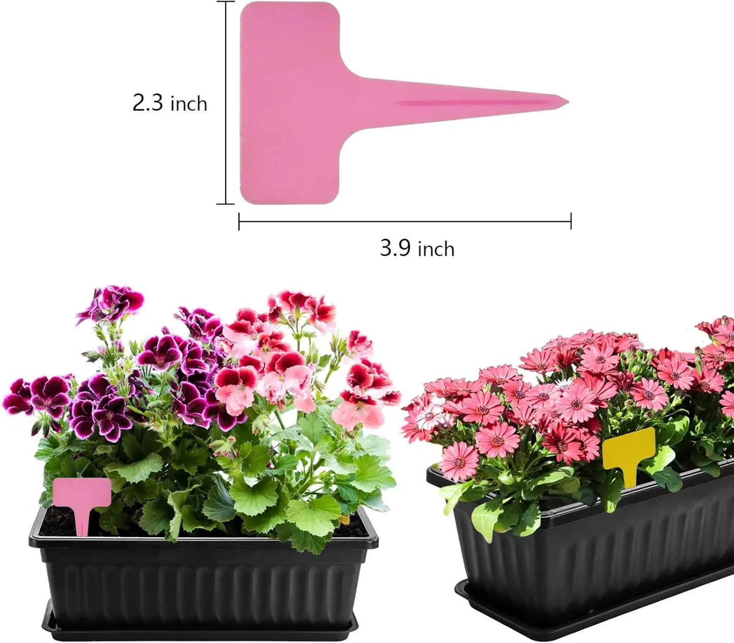 7 Pack 17 Inch Plastic Flower Box with Trays