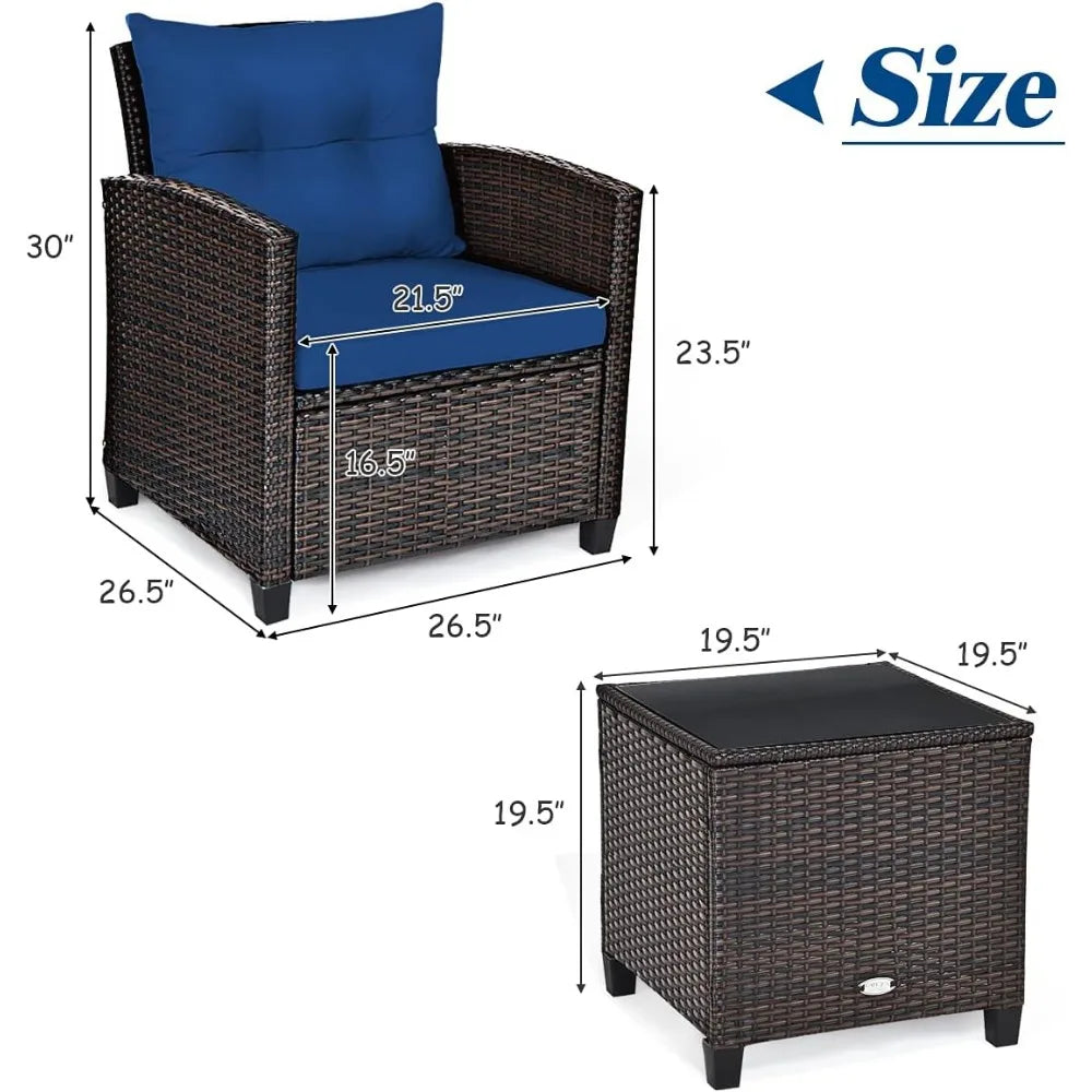 3-Piece Wicker Patio Furniture Set