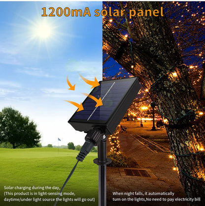 100M-10M Outdoor Waterproof Solar String Fairy Light