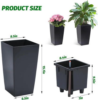 Large Plant Pots with Drainage Holes＆ Water Level Monitor