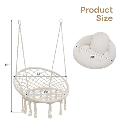 Hanging Swing Chair with Large Thick Cushions