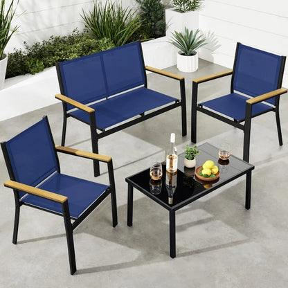 4-Piece Outdoor Textilene Patio Conversation Set