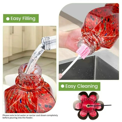 Hand Blown Glass Hummingbird Feeders for Outdoors