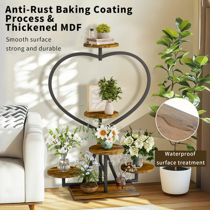 5 Tier Metal Plant Stand Heart-shape Flower Display Rack